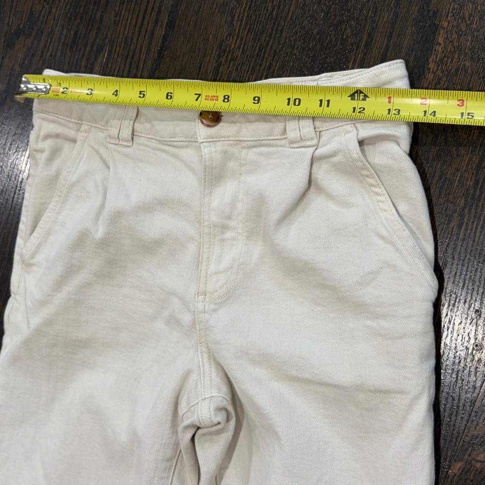 Sezane Manu Trousers Womens 36 US 4 Mottled Ecru Pleated Organic Cotton Pants‎ - Picture 7 of 9